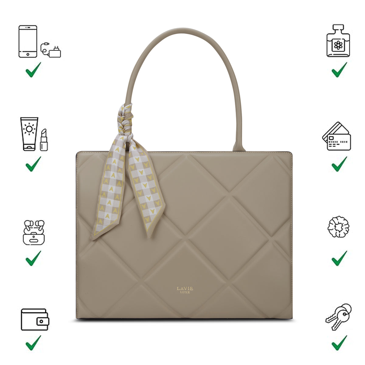 Quare Extra Large Beige Laptop Handbag