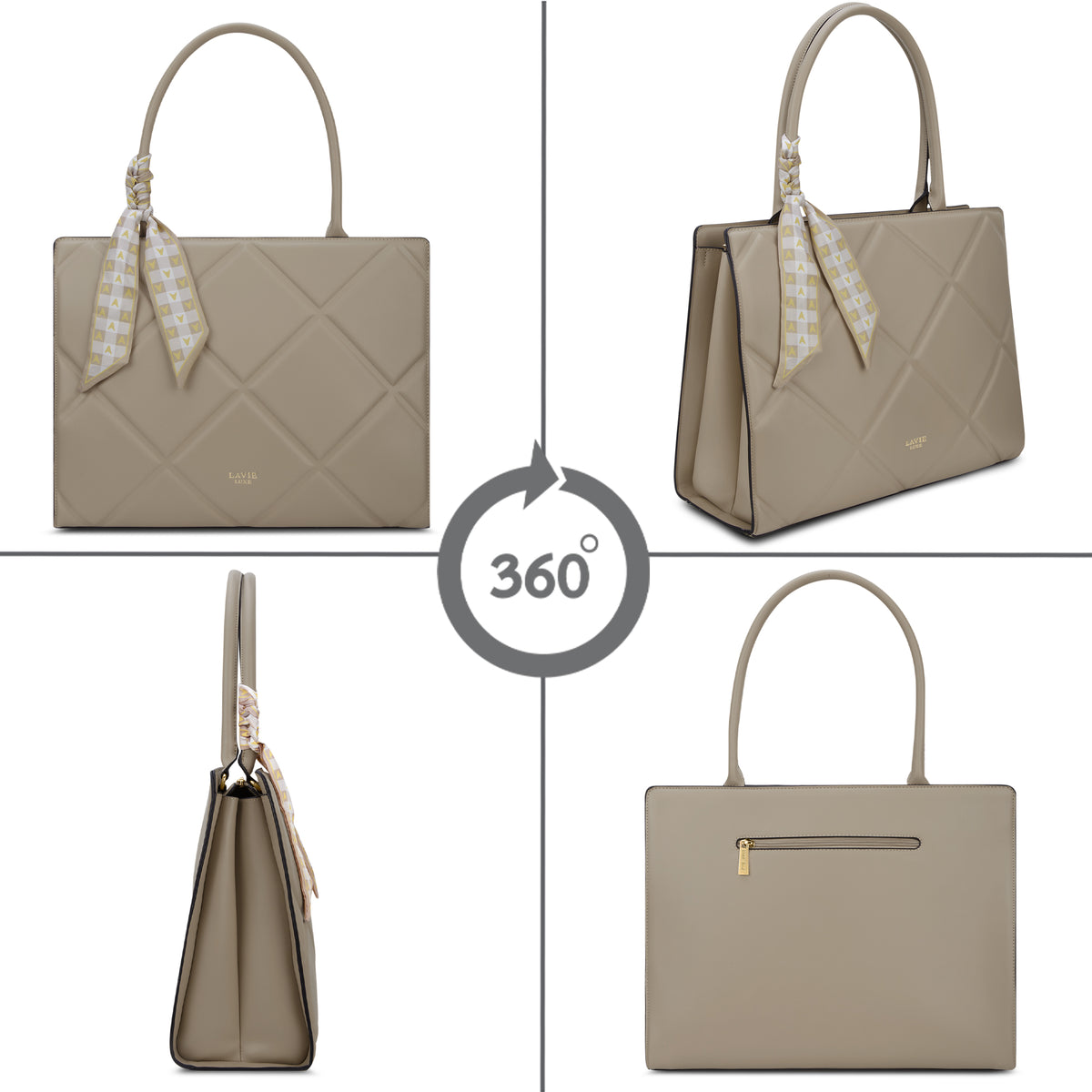 Quare Extra Large Beige Laptop Handbag