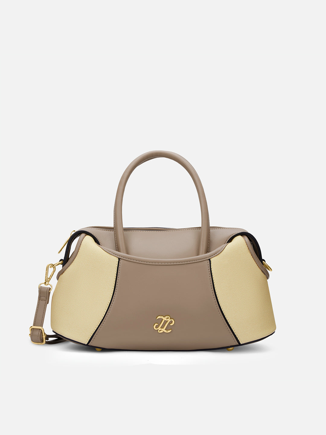 Canva Horizontal Medium Satchel Bag Beige