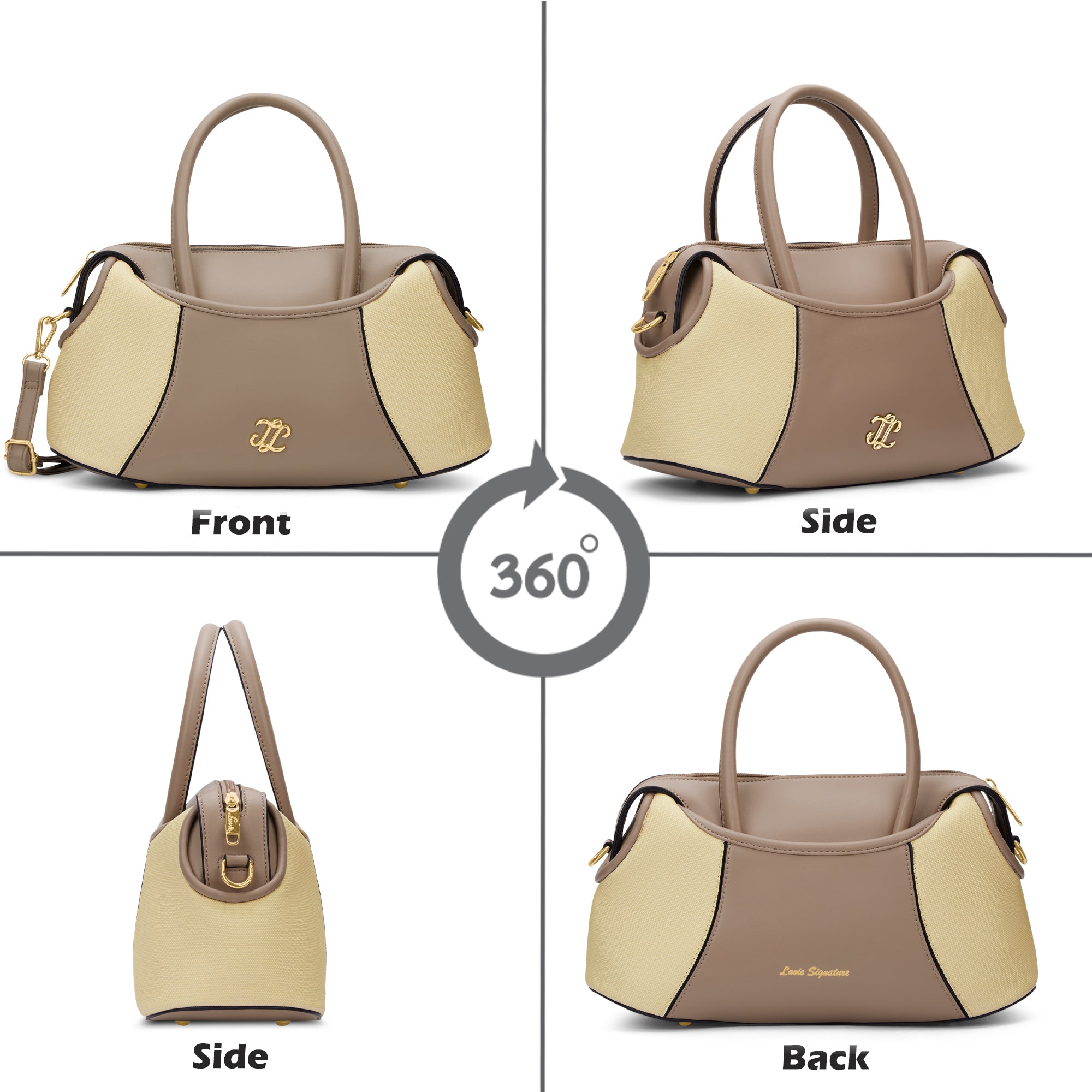 Canva Horizontal Medium Satchel Bag Beige