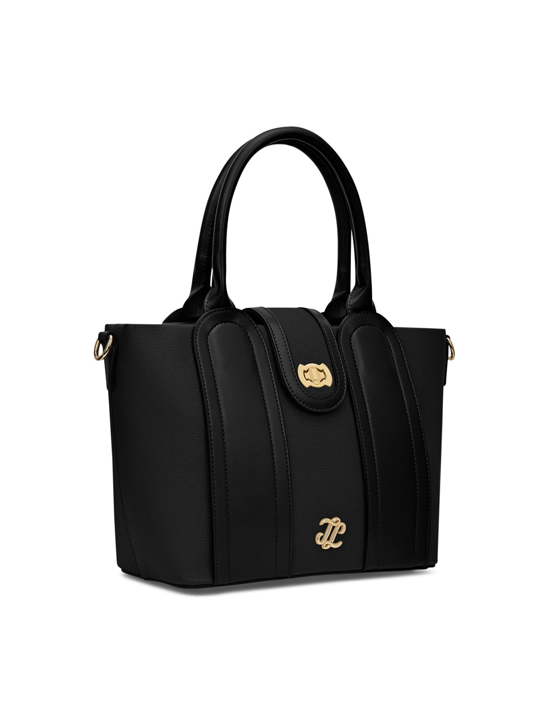 Canva Lock Large Satchel Bag Black