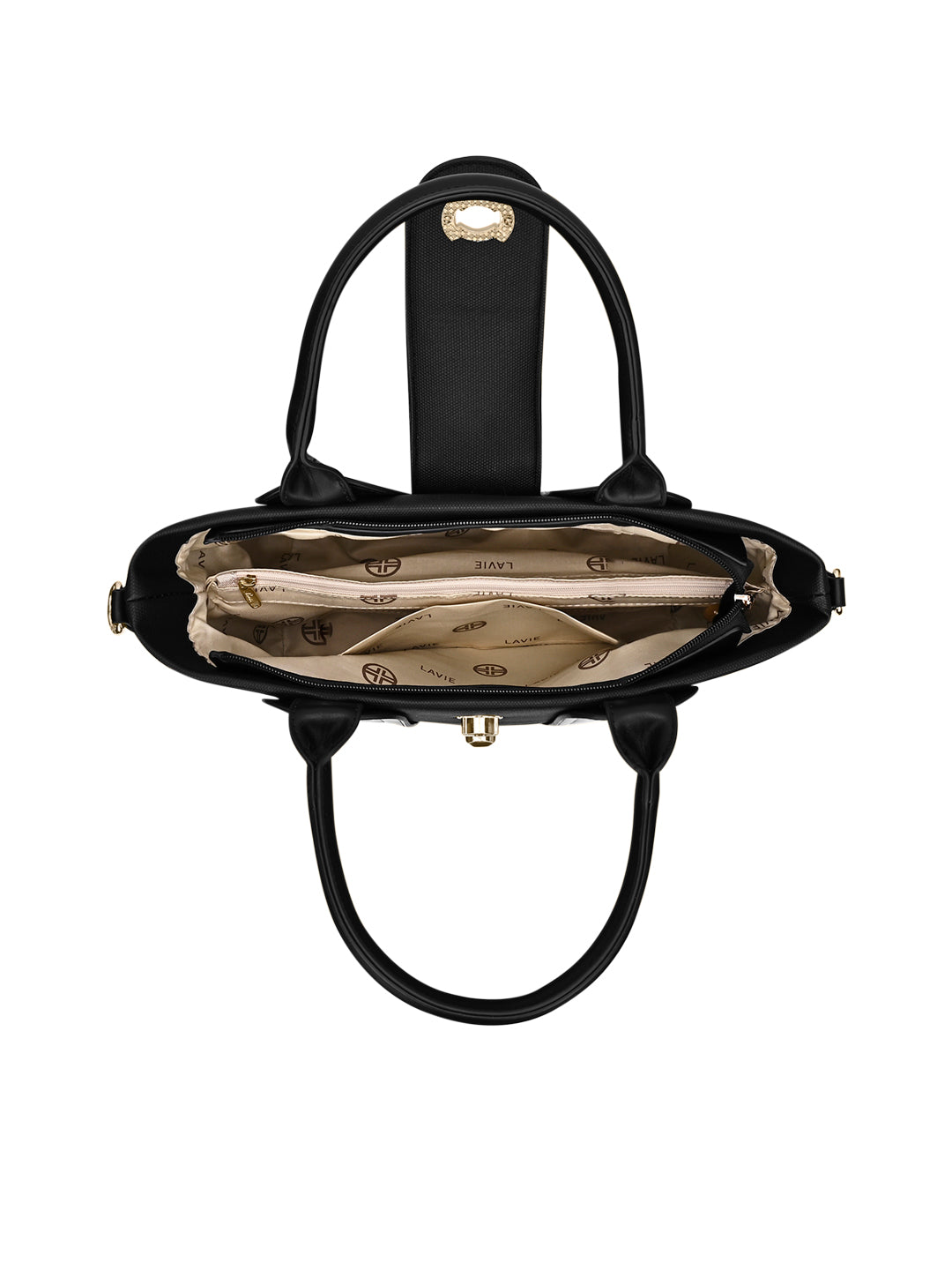 Canva Lock Large Satchel Bag Black
