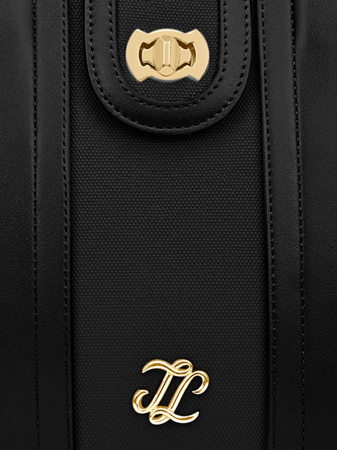 Canva Lock Large Satchel Bag Black