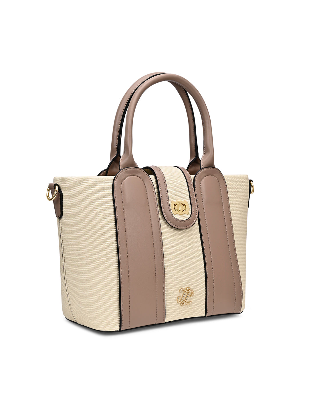 Canva Lock Large Satchel Bag Beige