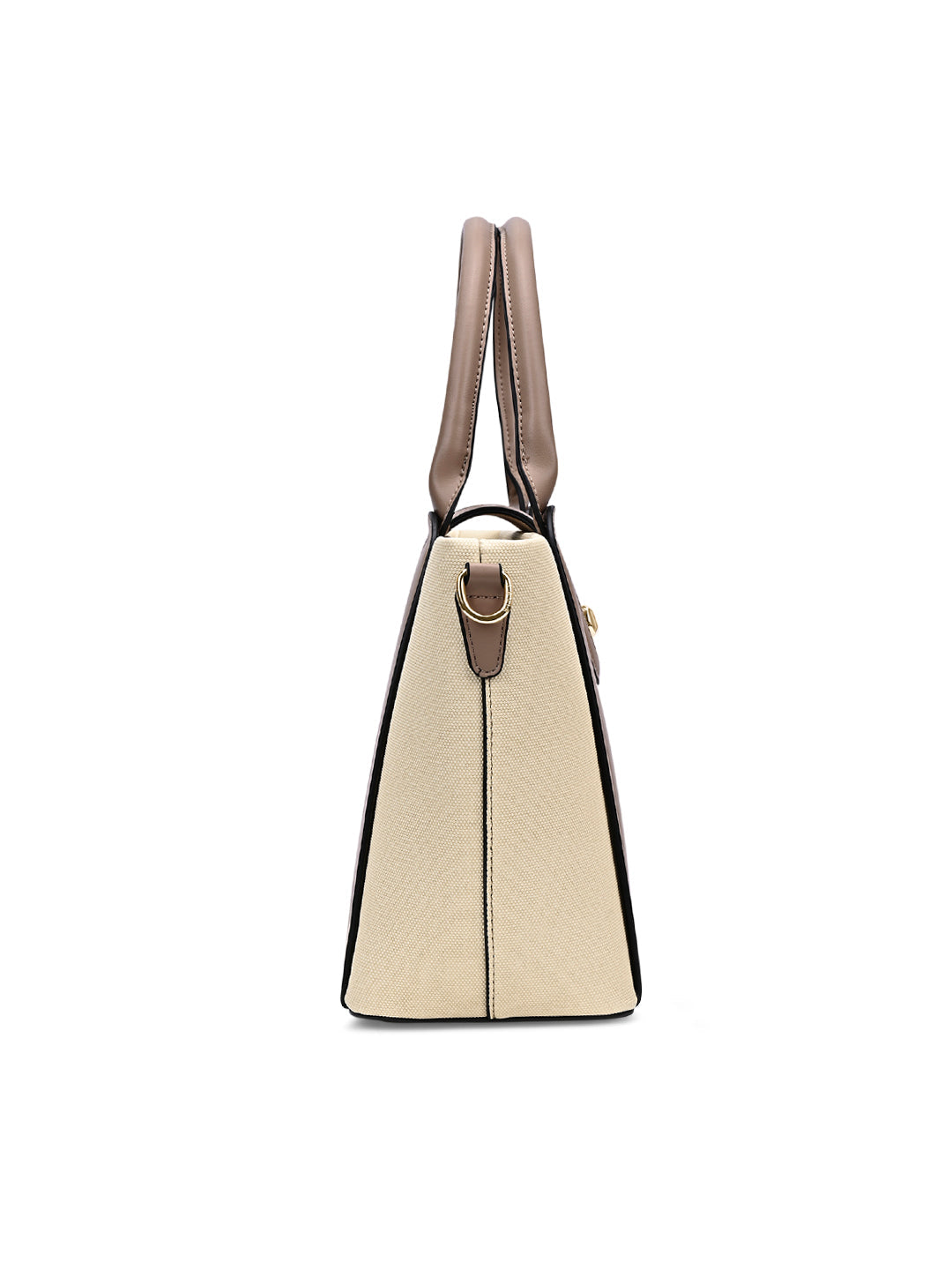Canva Lock Large Satchel Bag Beige