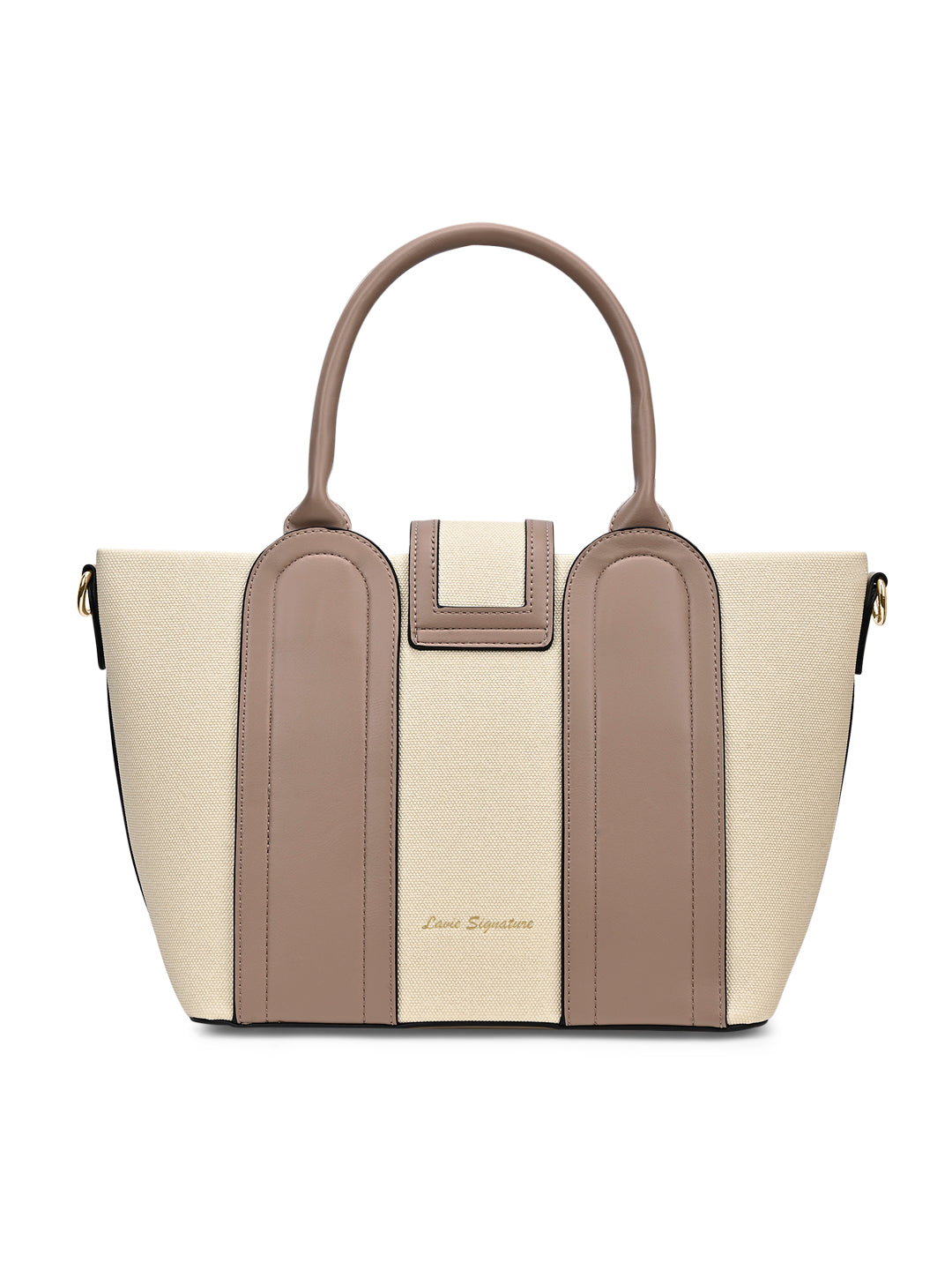 Canva Lock Large Satchel Bag Beige