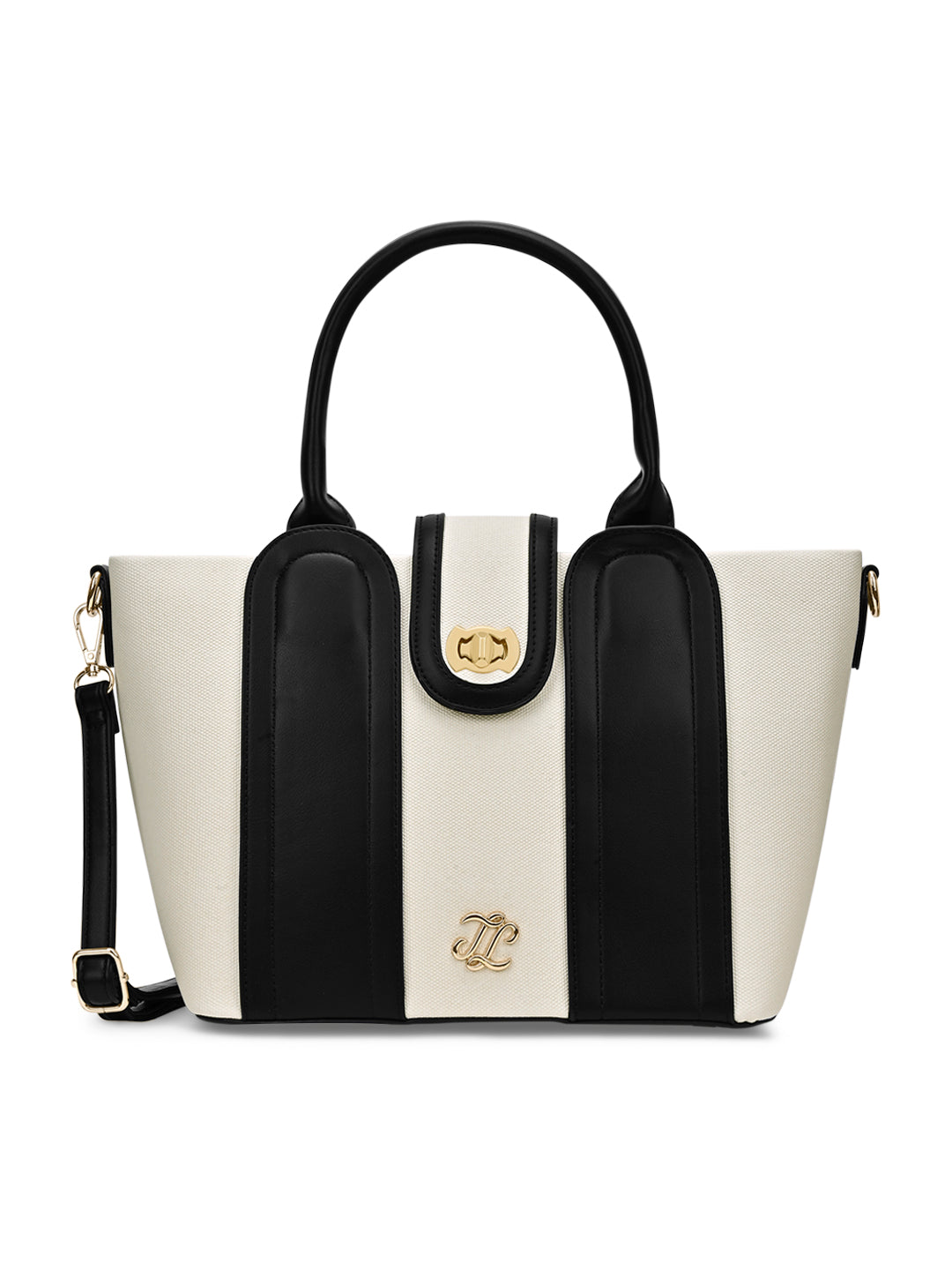Canva Lock Large Satchel Bag Off White