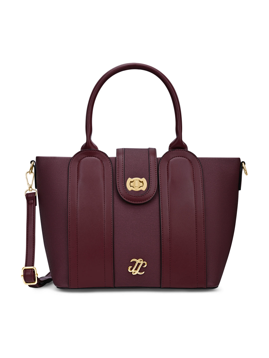 Canva Lock Large Satchel Bag Wine