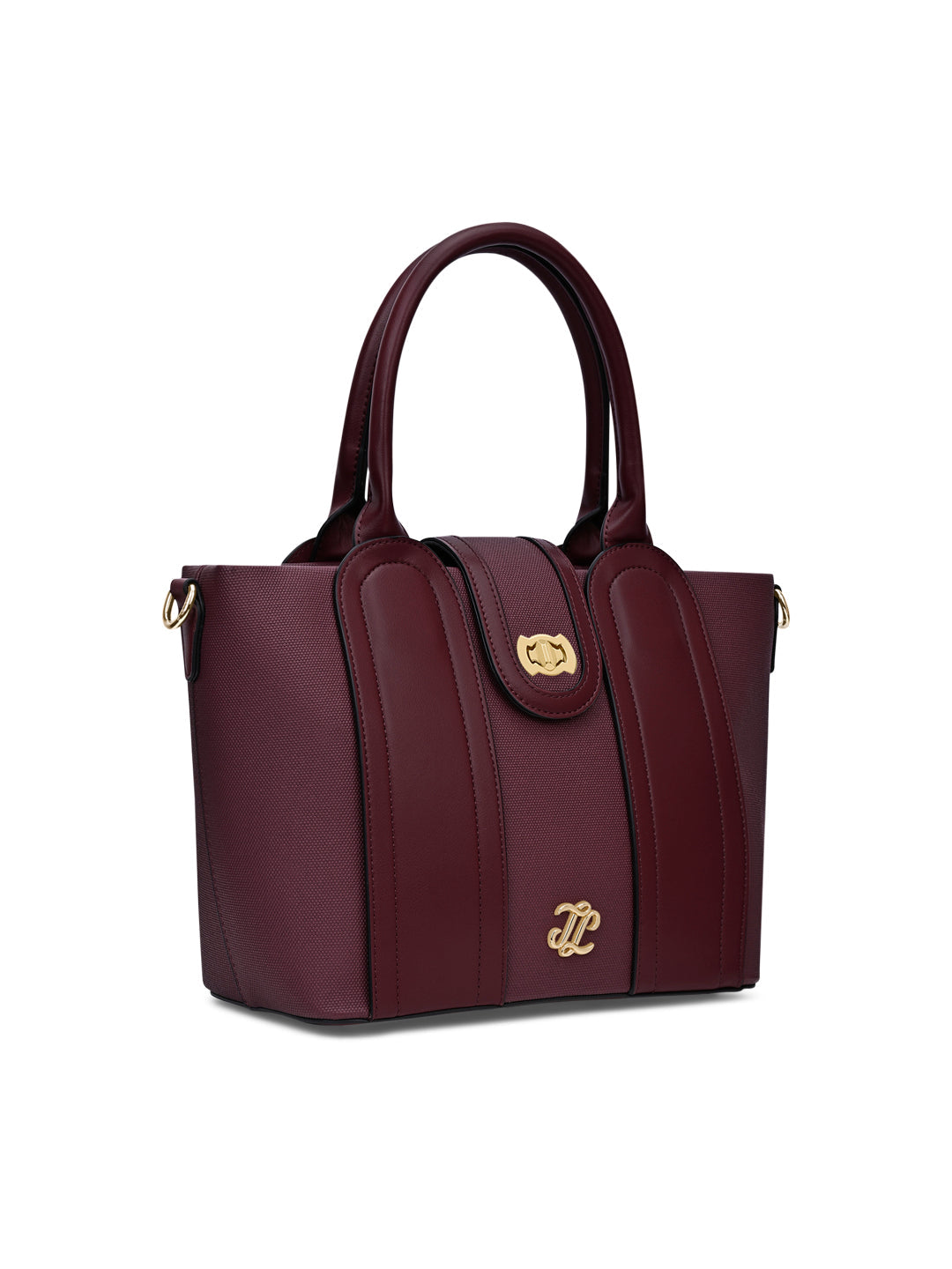 Canva Lock Large Satchel Bag Wine