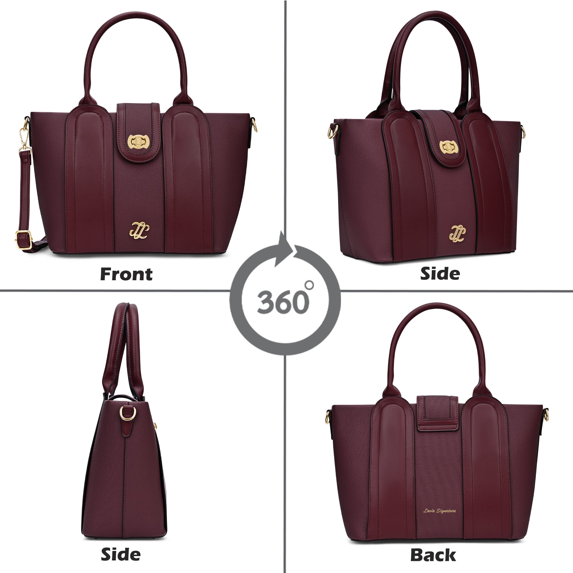 Canva Lock Large Satchel Bag Wine