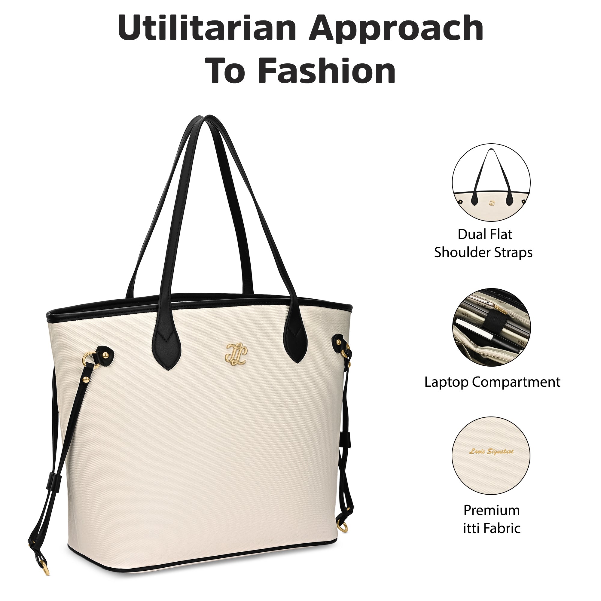 Canva Laptop Large Tote Bag Offwhite
