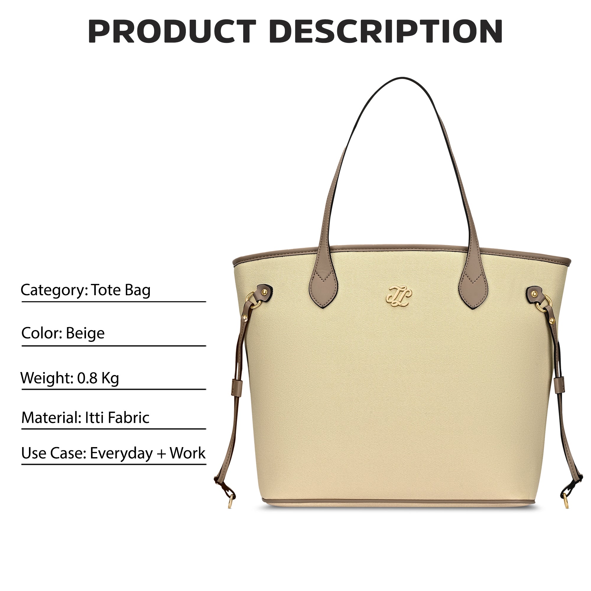 Canva Laptop Large Tote Bag Beige