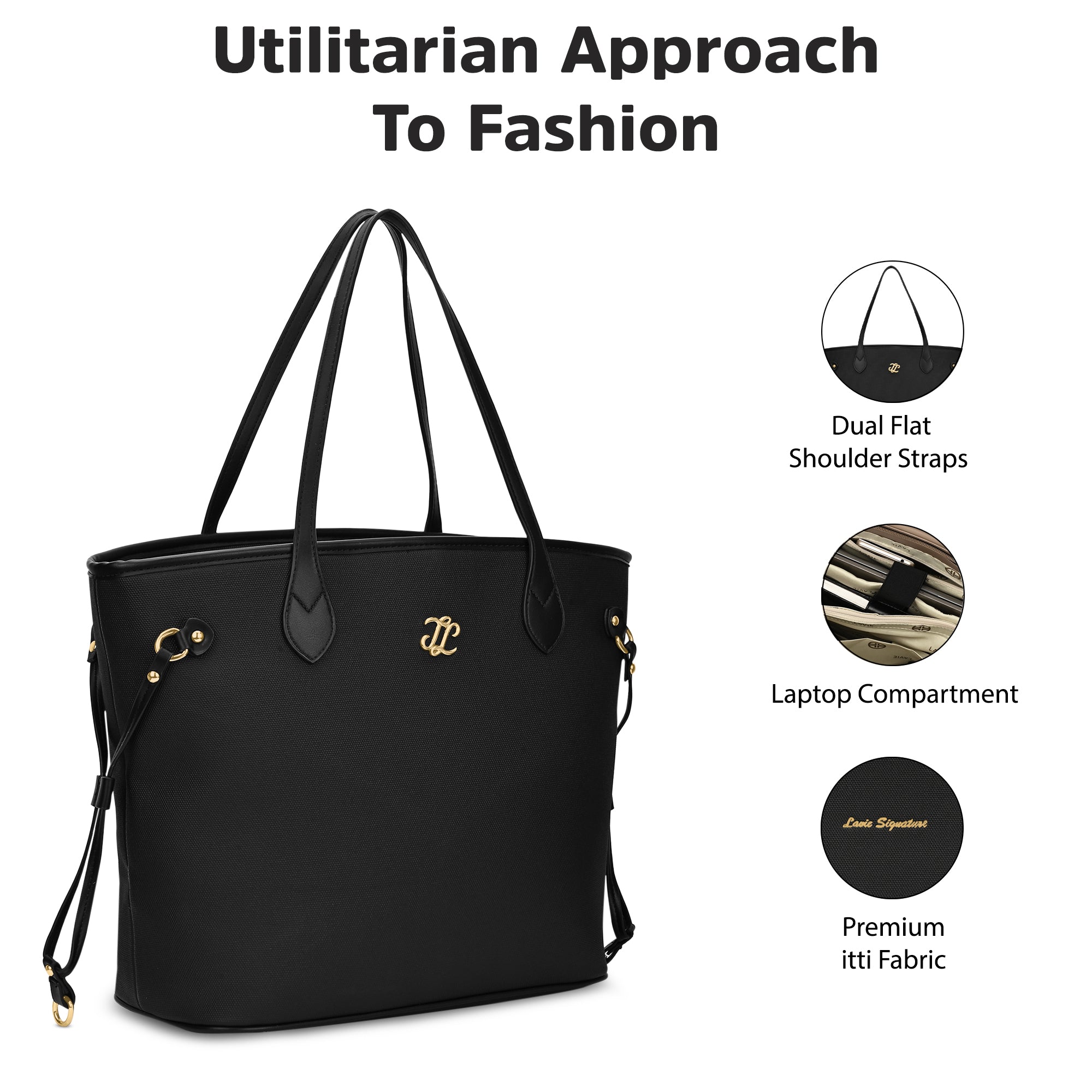 Canva Laptop Large Tote Bag Black