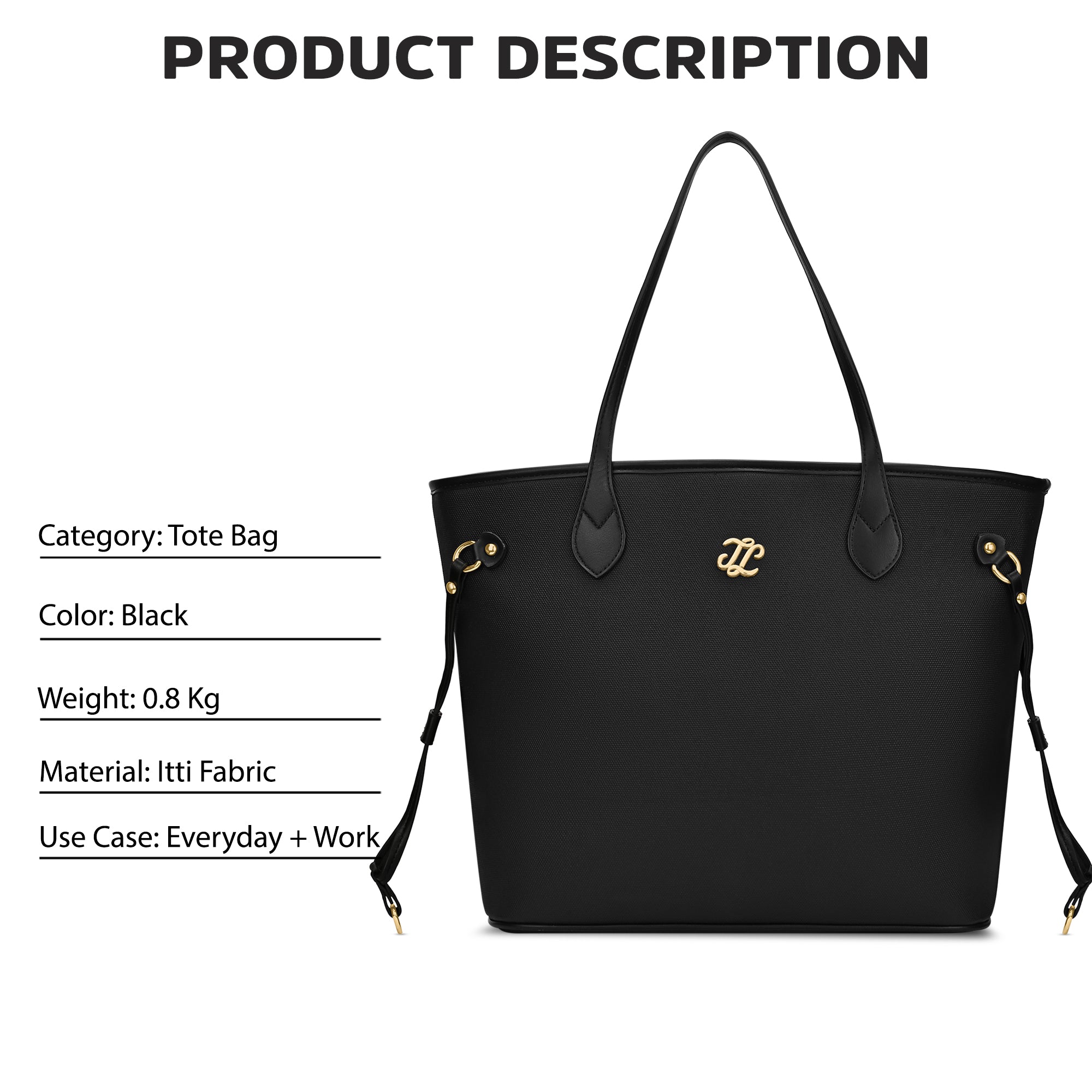Canva Laptop Large Tote Bag Black