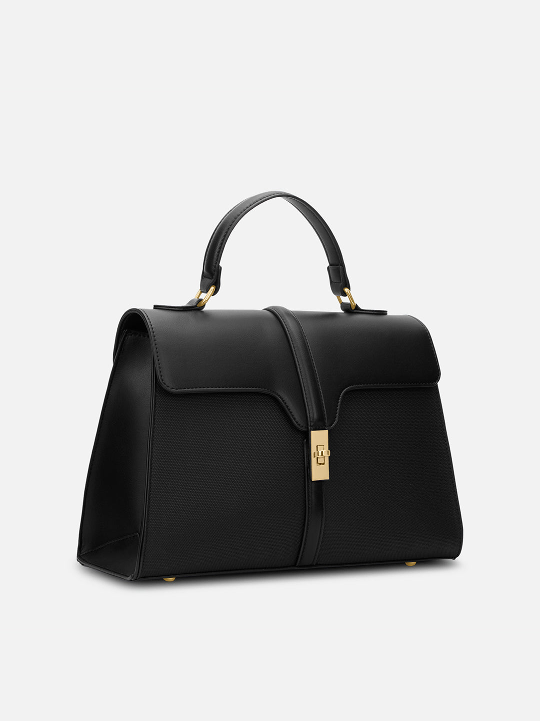 Canva Flap Medium Satchel Bag Black