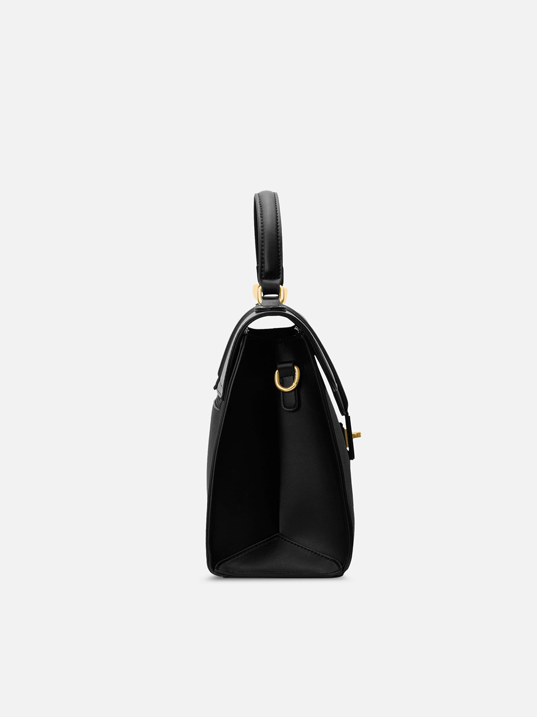 Canva Flap Medium Satchel Bag Black