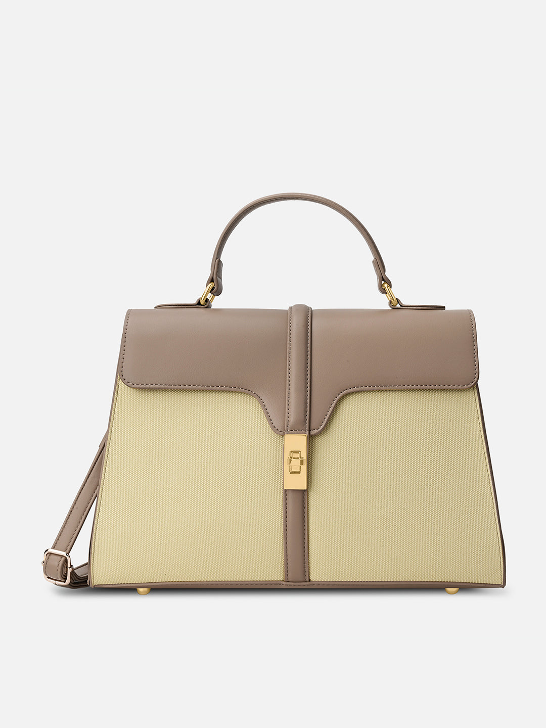 Canva Flap Medium Satchel Bag Beige