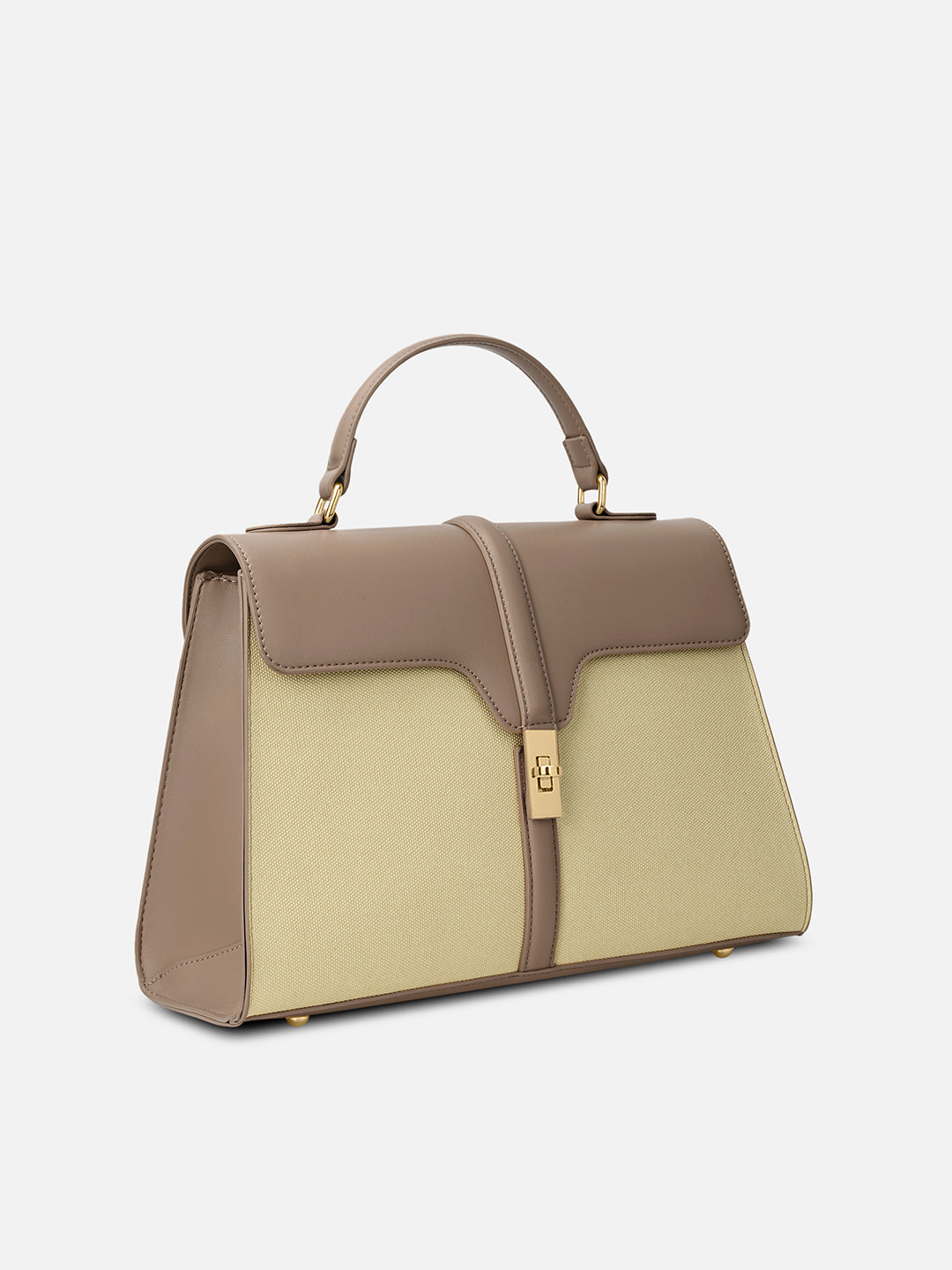 Canva Flap Medium Satchel Bag Beige