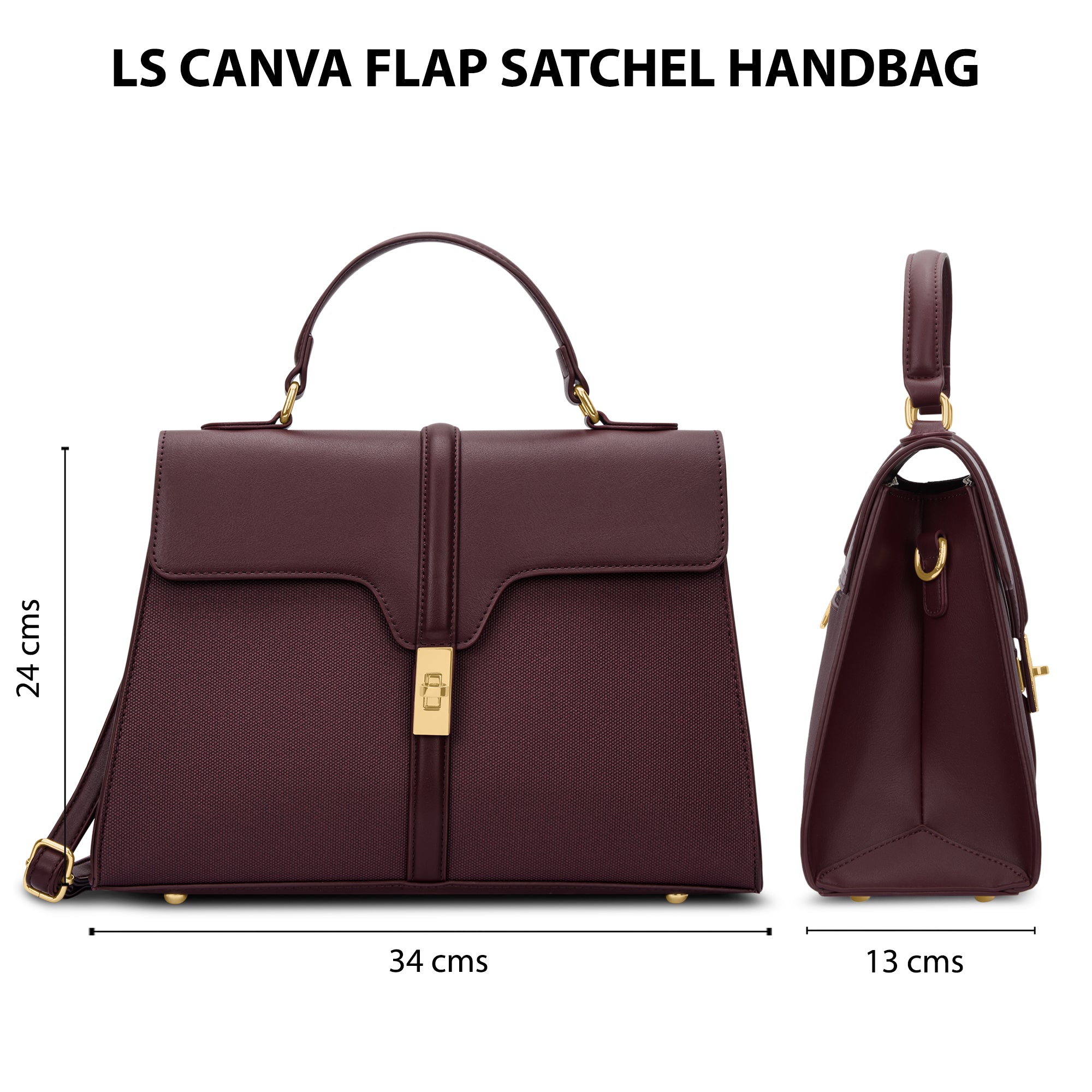 Canva Flap Medium Satchel Bag Wine