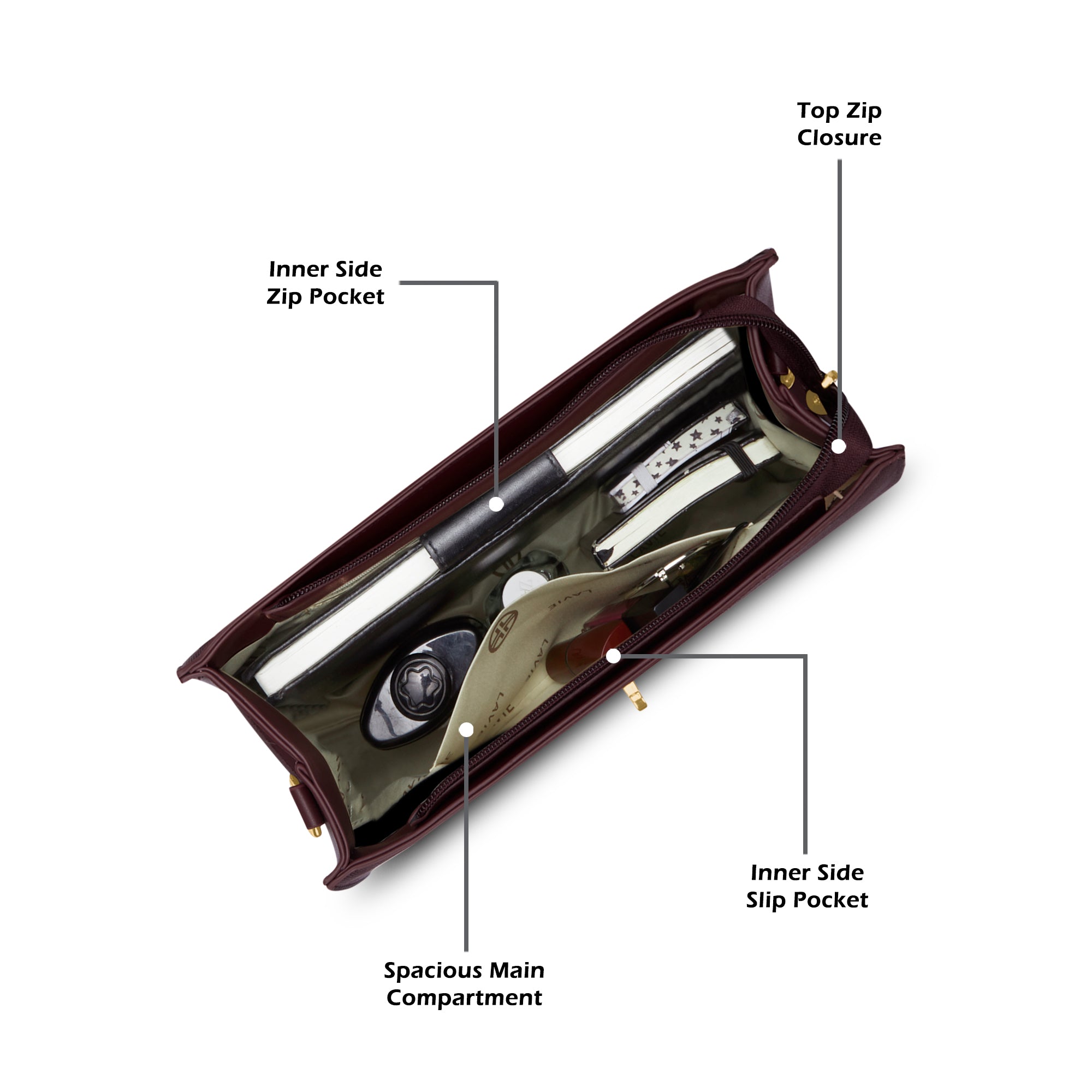 Canva Flap Medium Satchel Bag Wine