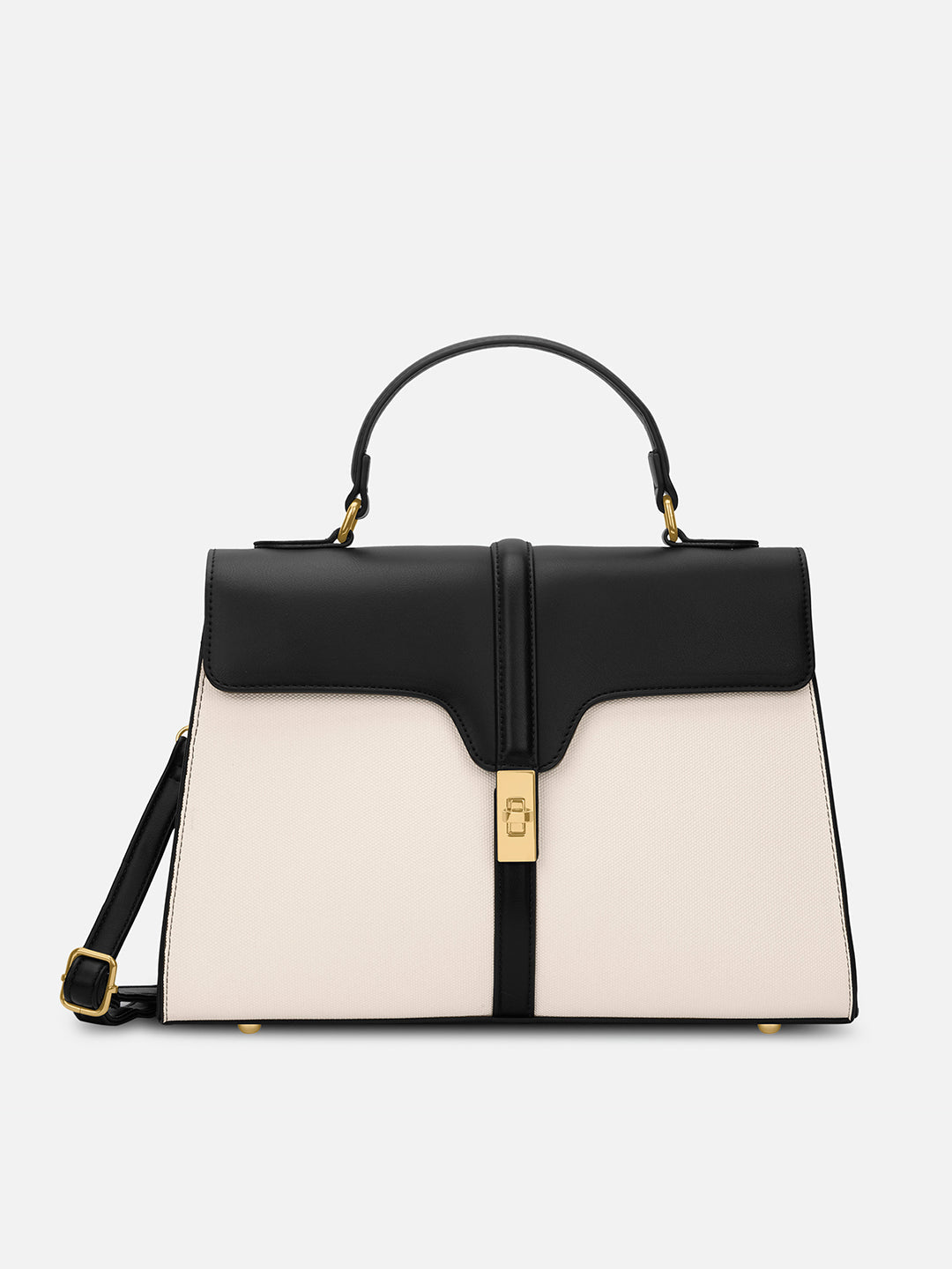 Canva Flap Medium Satchel Bag Off White