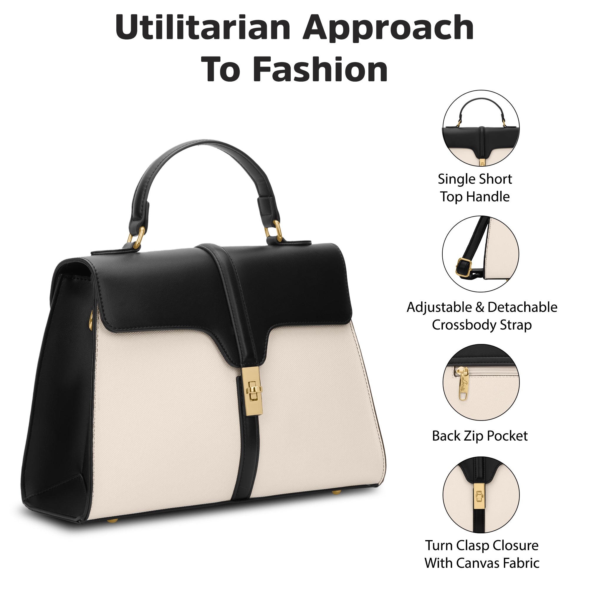Canva Flap Medium Satchel Bag Off White