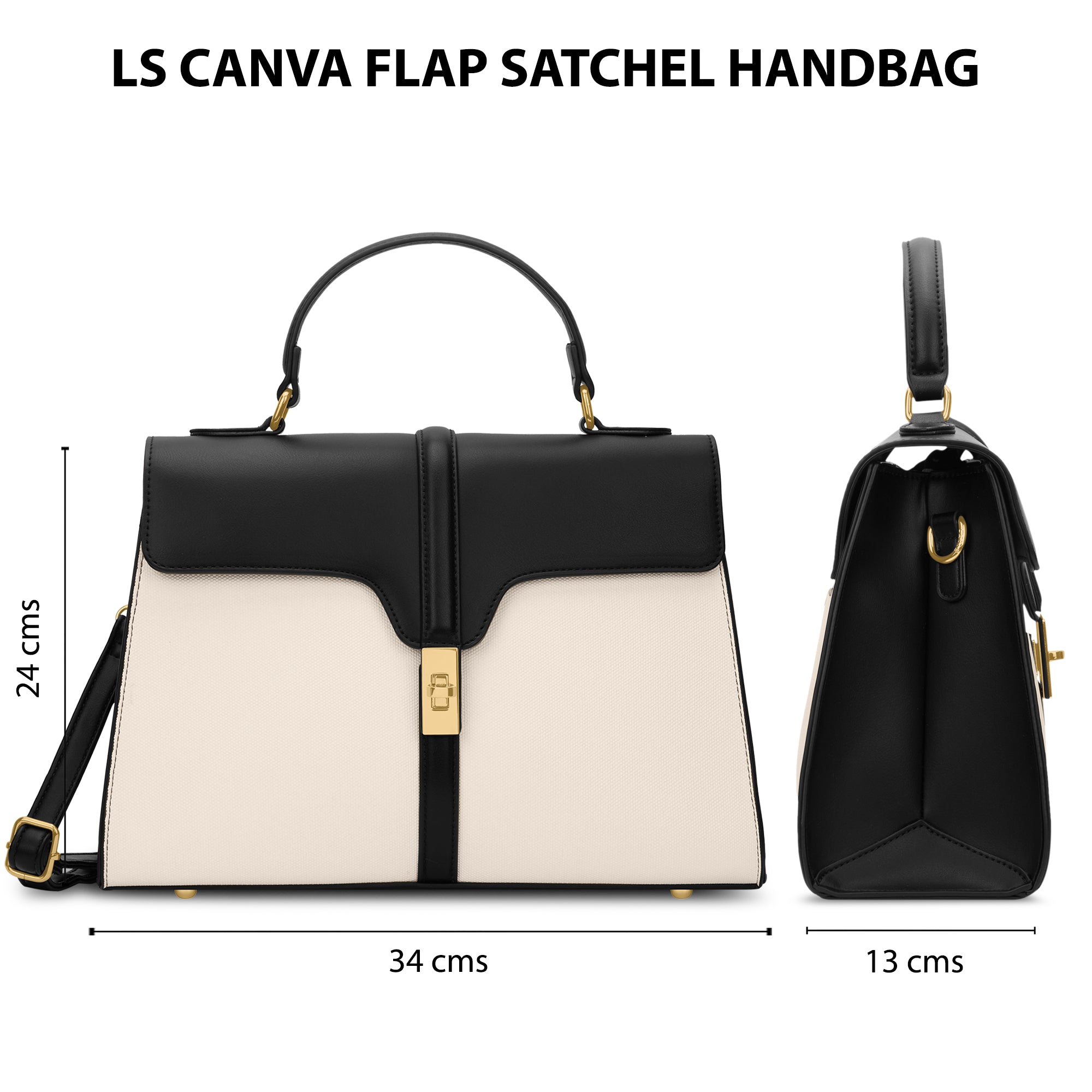 Canva Flap Medium Satchel Bag Off White