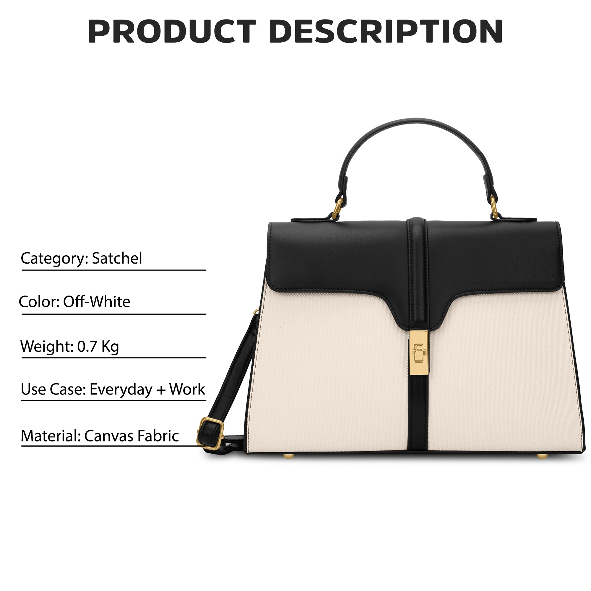 Canva Flap Medium Satchel Bag Off White