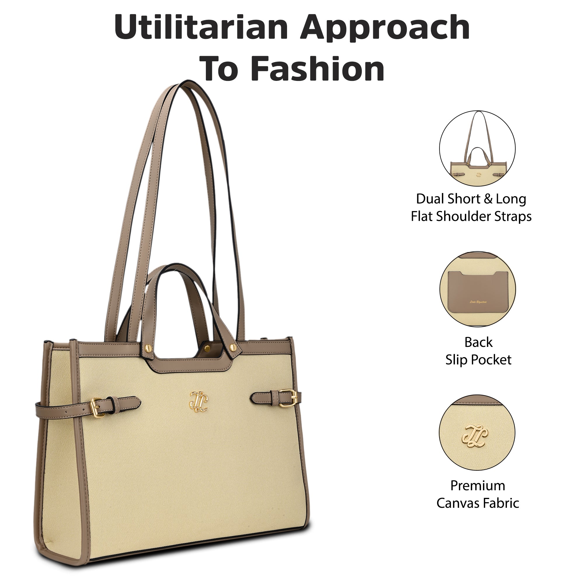 Canva Dual Carry Large Bag Beige