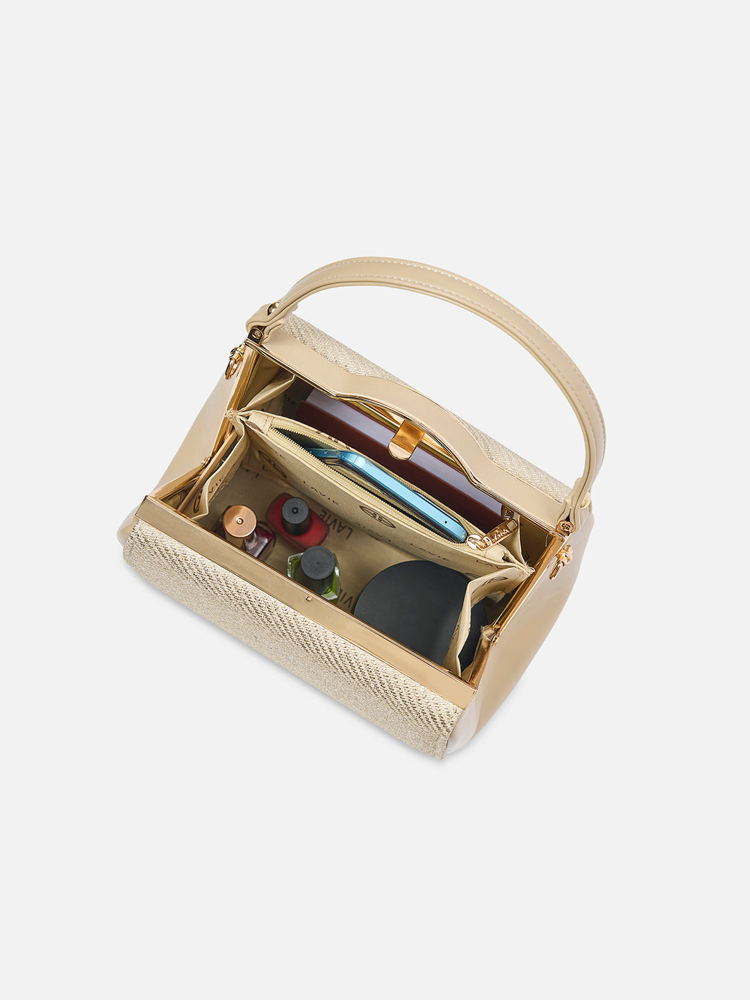 Glam Fluff Medium Frame Bag Beige