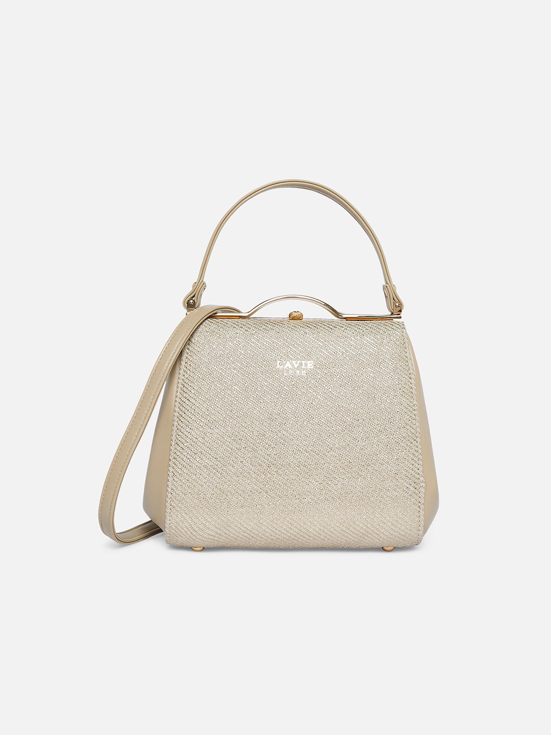 Glam Fluff Medium Frame Bag Beige