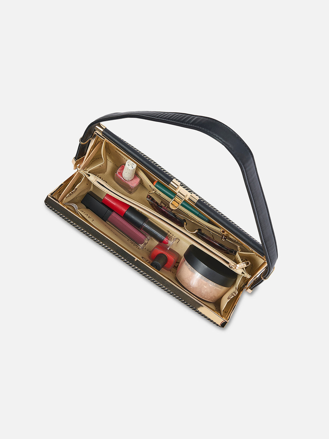 Glam Dazzle Horizontal Small Frame Bag Black