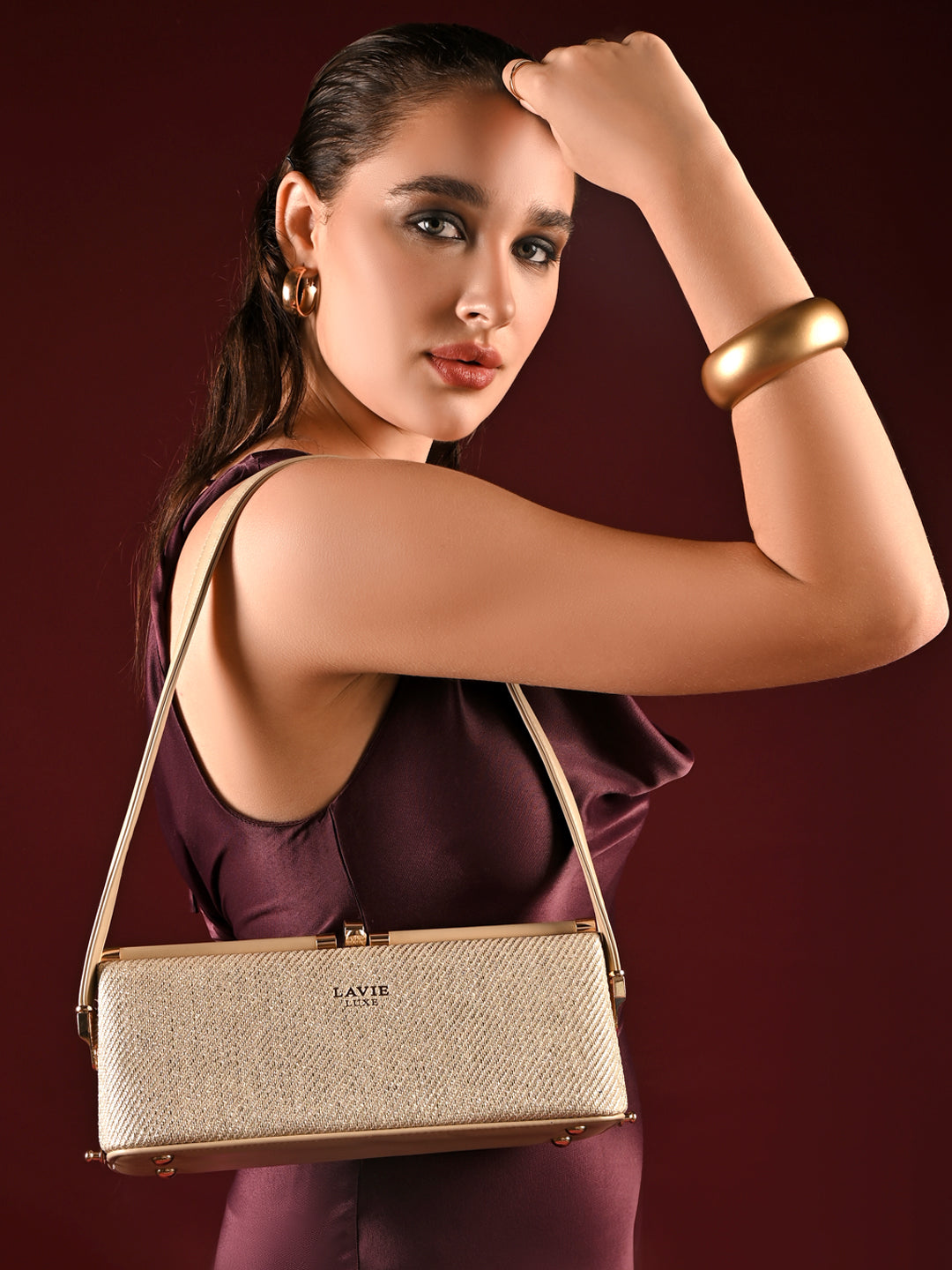 Glam Dazzle Horizontal Small Frame Bag Black