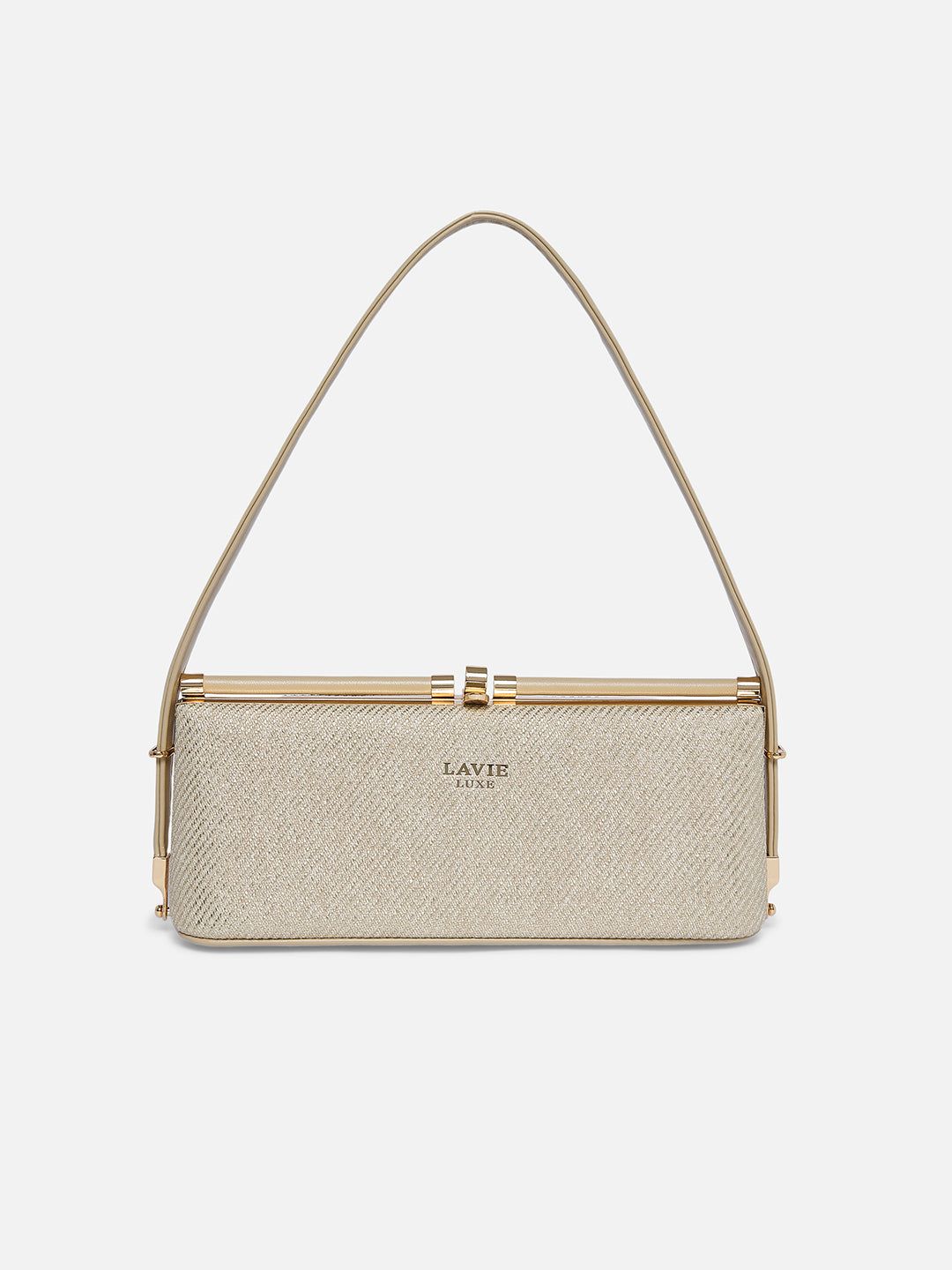 Glam Dazzle Horizontal Small Frame Bag Beige