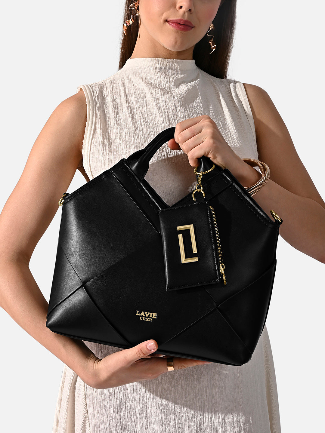 Buy Crossway26 Medium Satchel Bag Black Online – Lavie World