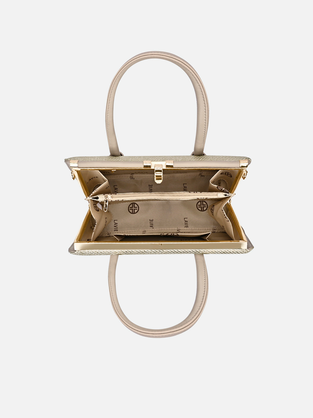 Book Dual Handle Medium Frame Bag Beige