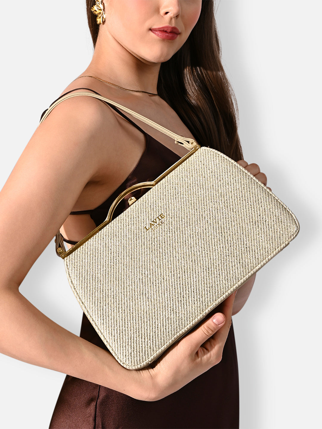 Book Medium Satchel Frame Bag Beige