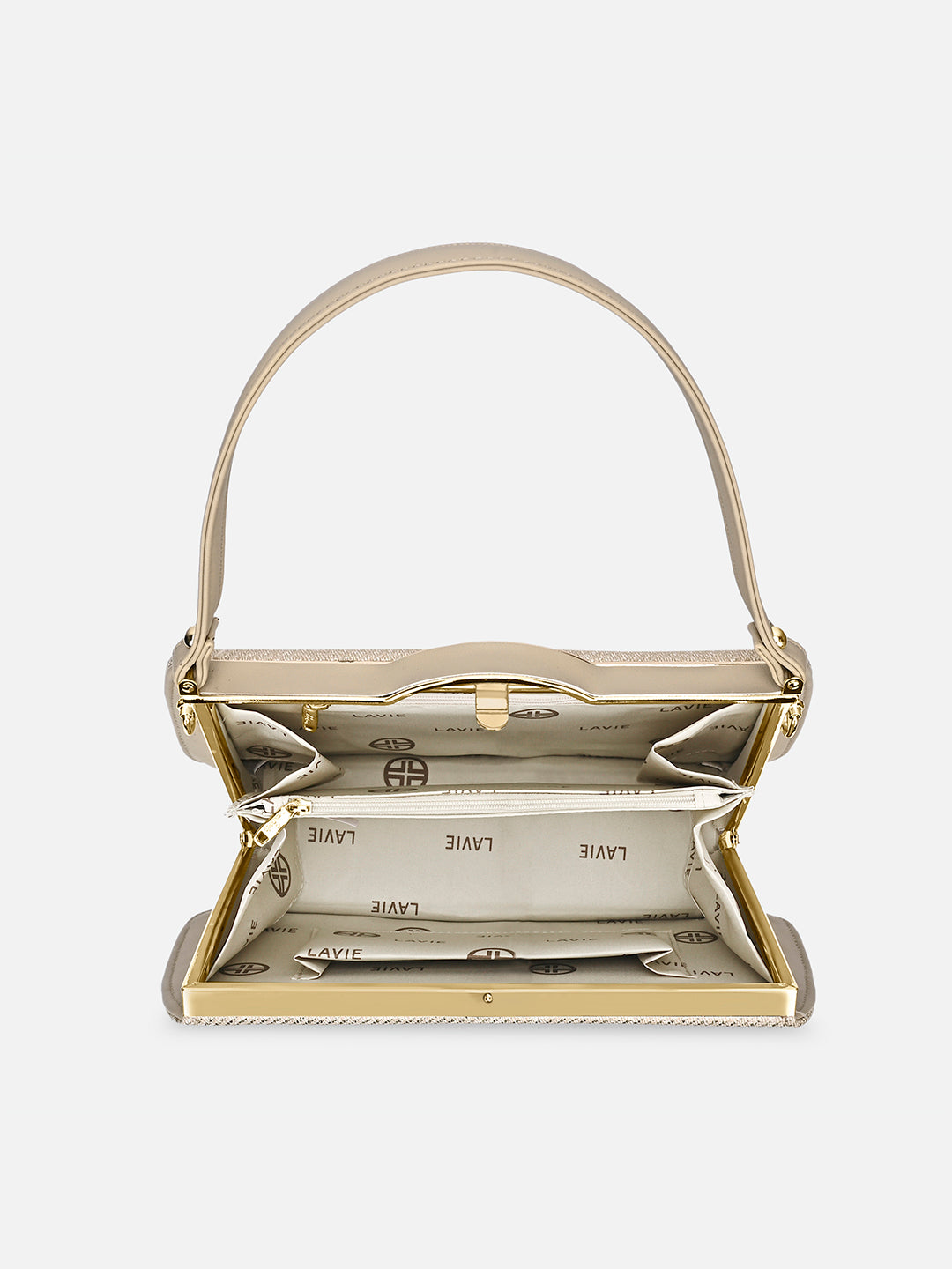 Book Medium Satchel Frame Bag Beige