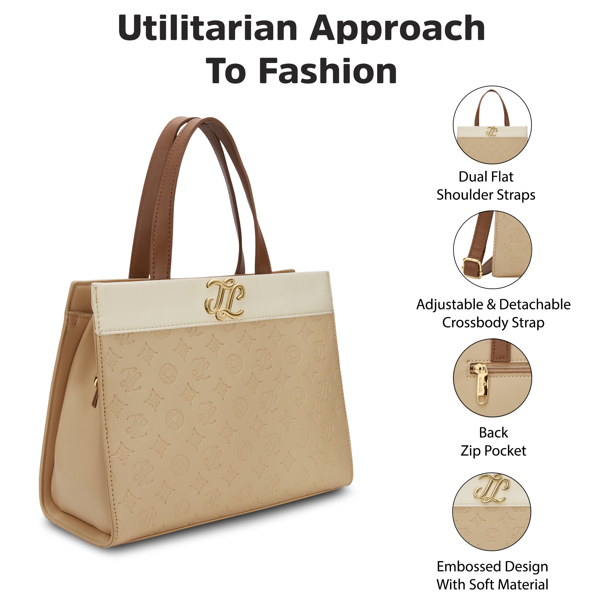 Colourblock Marfa Medium Satchel Bag Beige