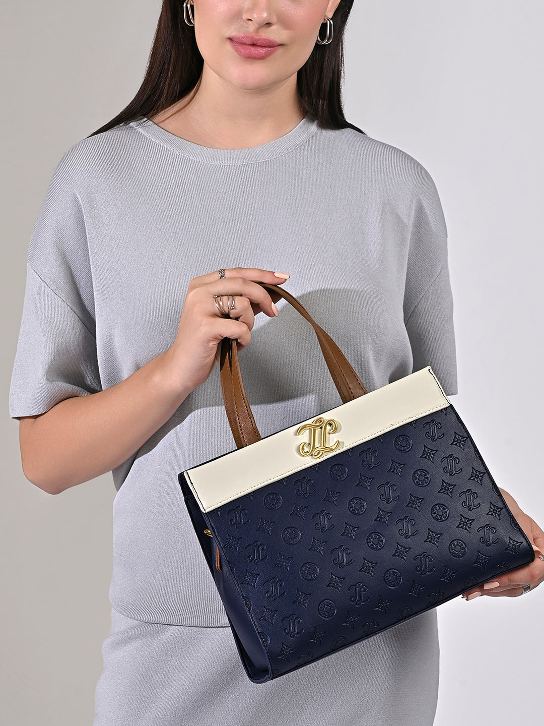 Colourblock Marfa Medium Satchel Bag Navy