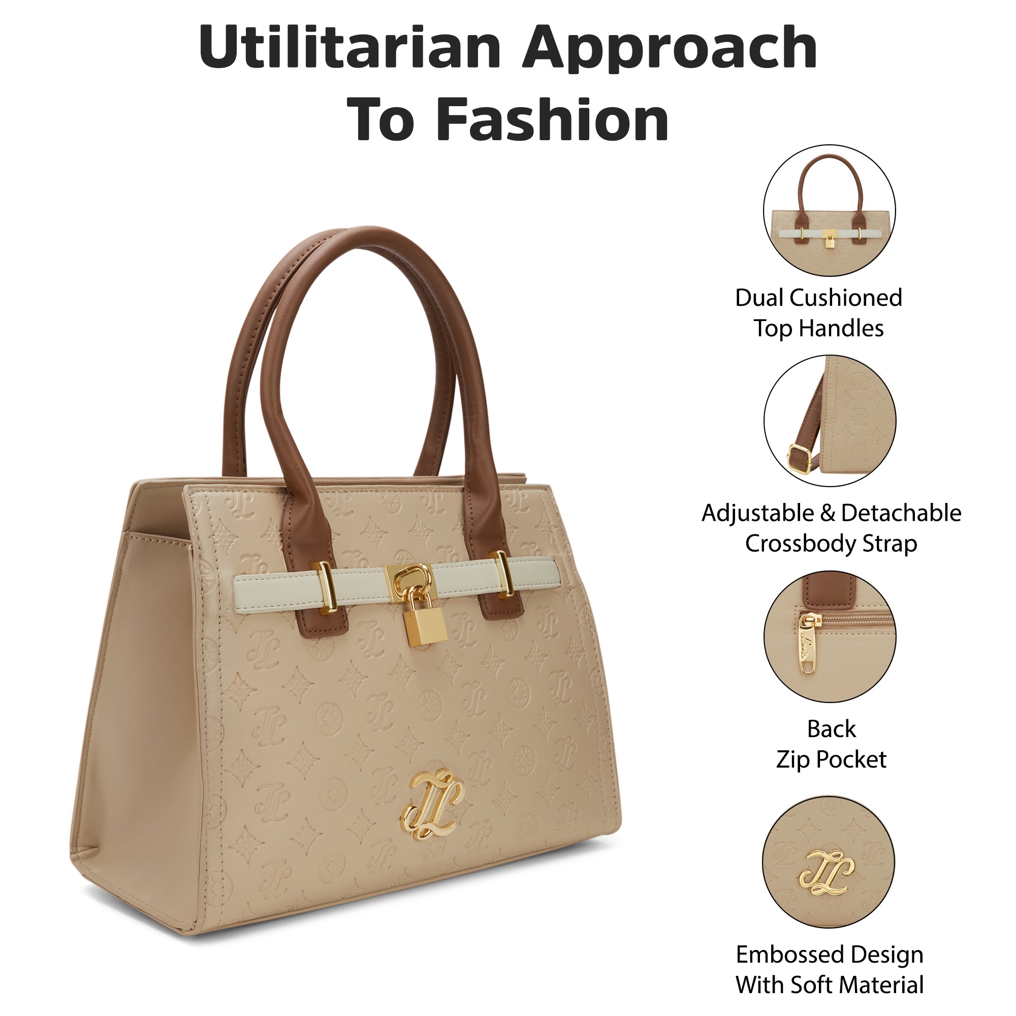 Colourblock Taos Medium Satchel Bag Beige