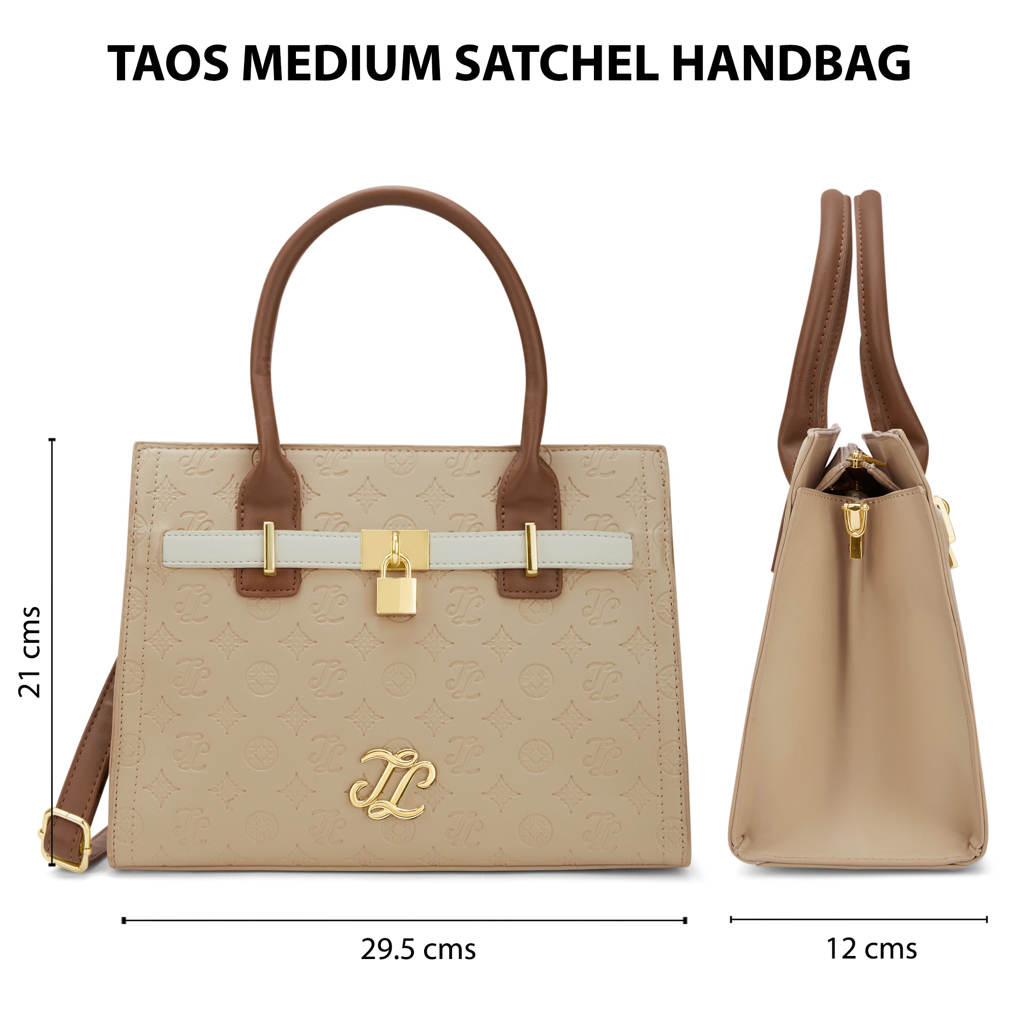 Colourblock Taos Medium Satchel Bag Beige