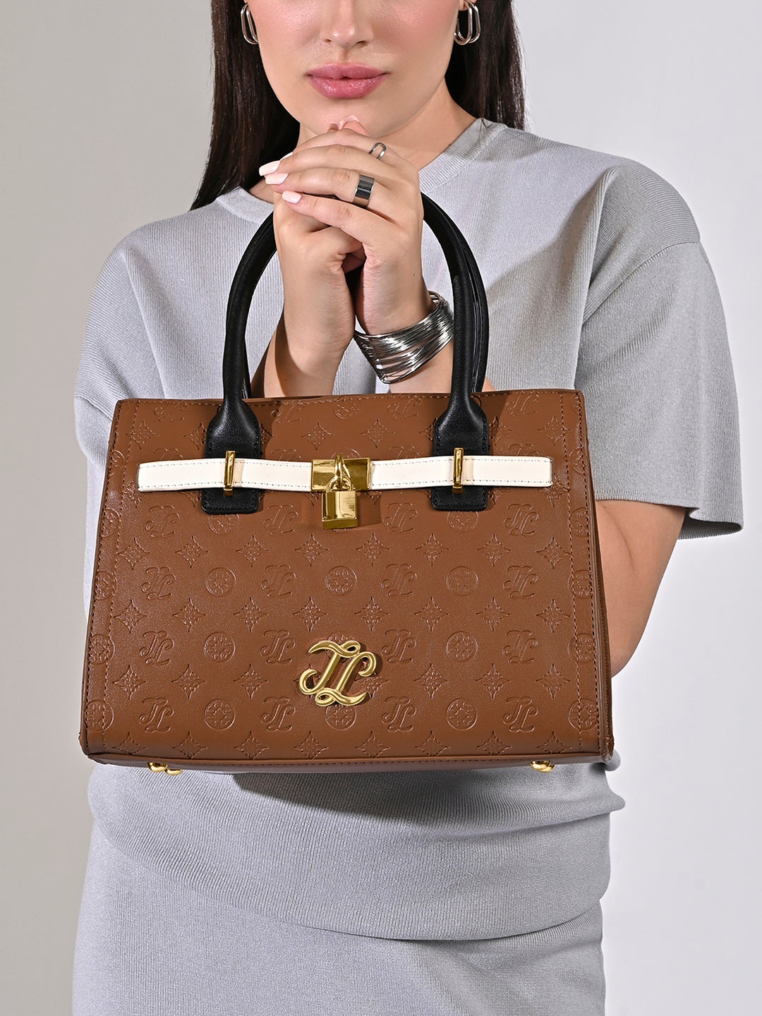 Colourblock Taos Medium Satchel Bag Tan