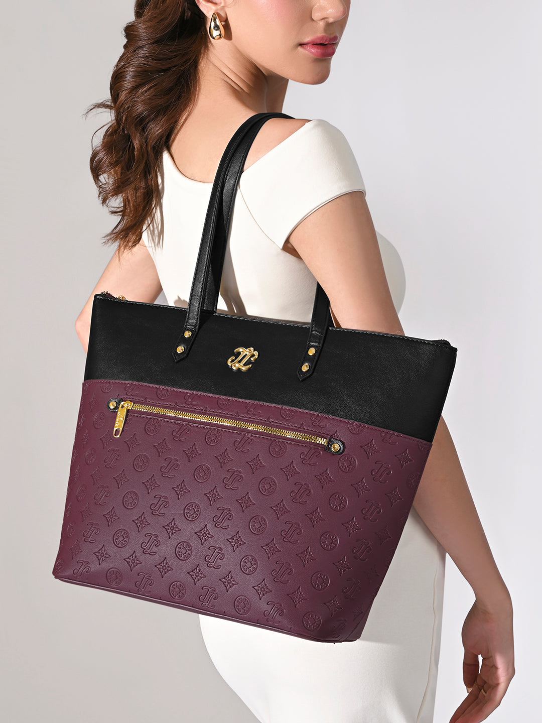 Colourblock Newyork Large Tote Bag Maroon