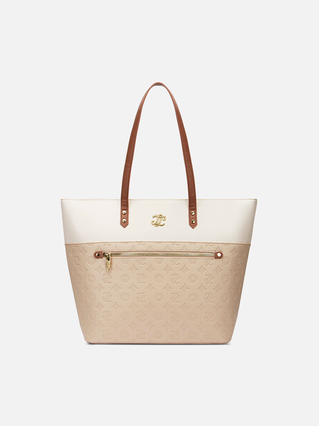 Colourblock Newyork Large Tote Bag Beige