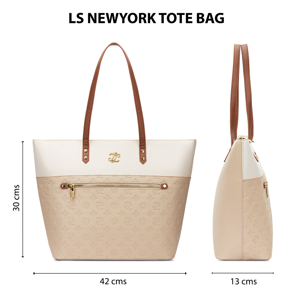 Colourblock Newyork Large Tote Bag Beige