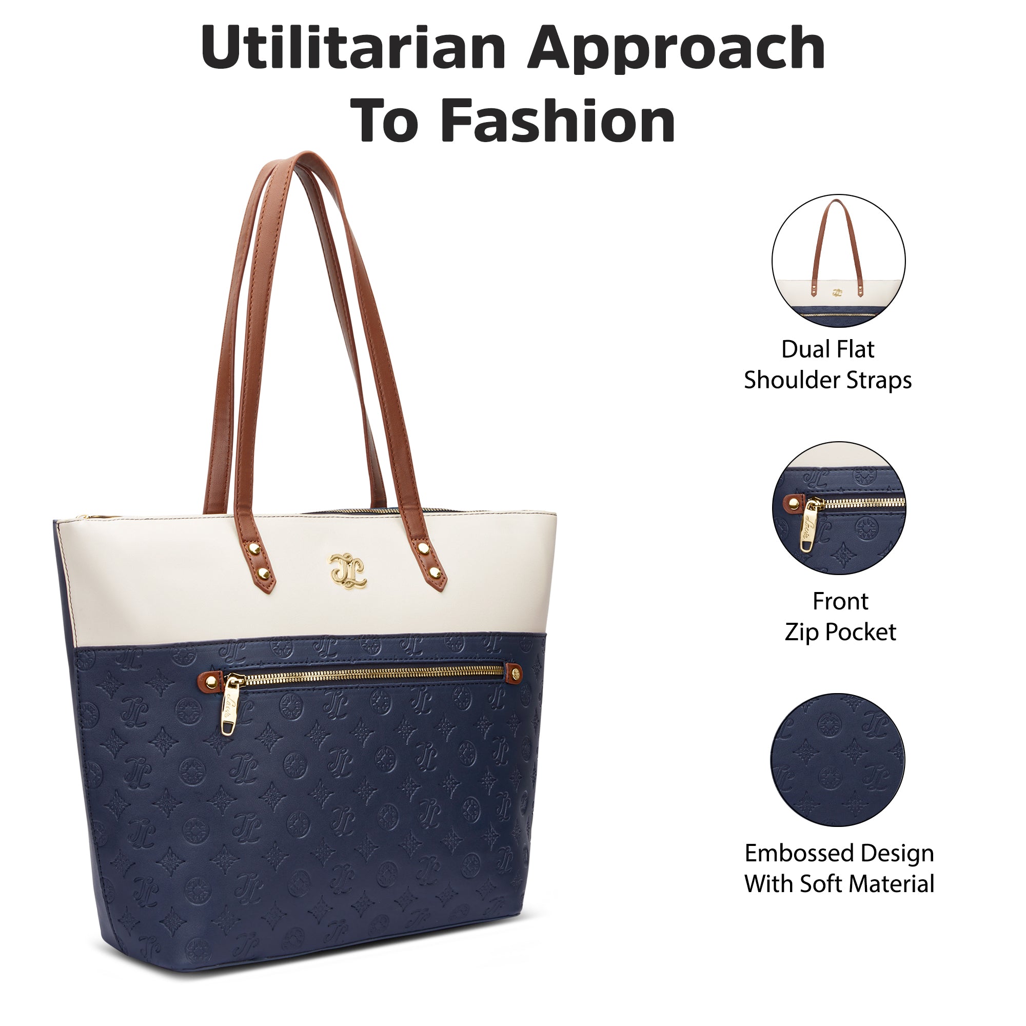 Colourblock Newyork Large Tote Bag Navy