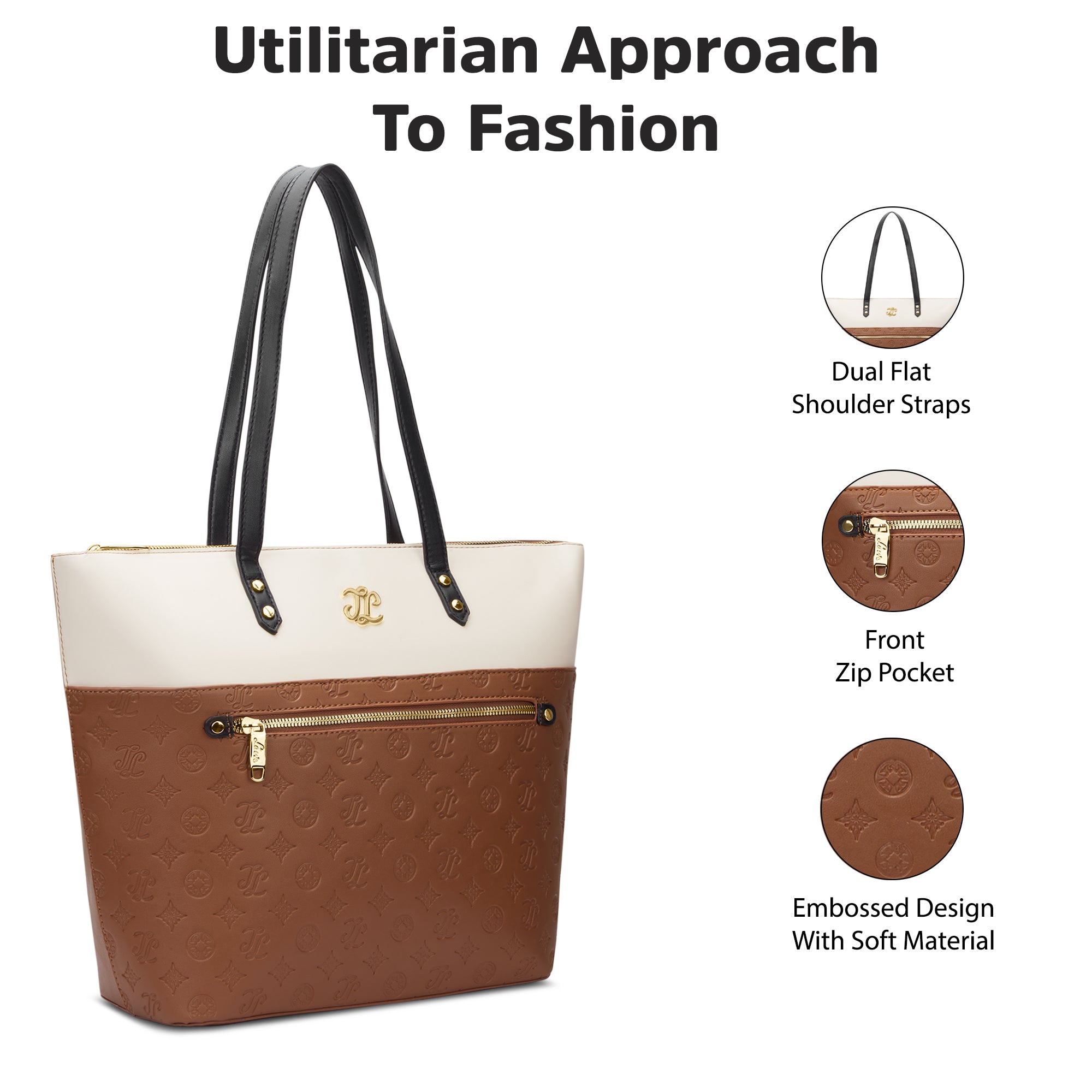 Colourblock Newyork Large Tote Bag Tan