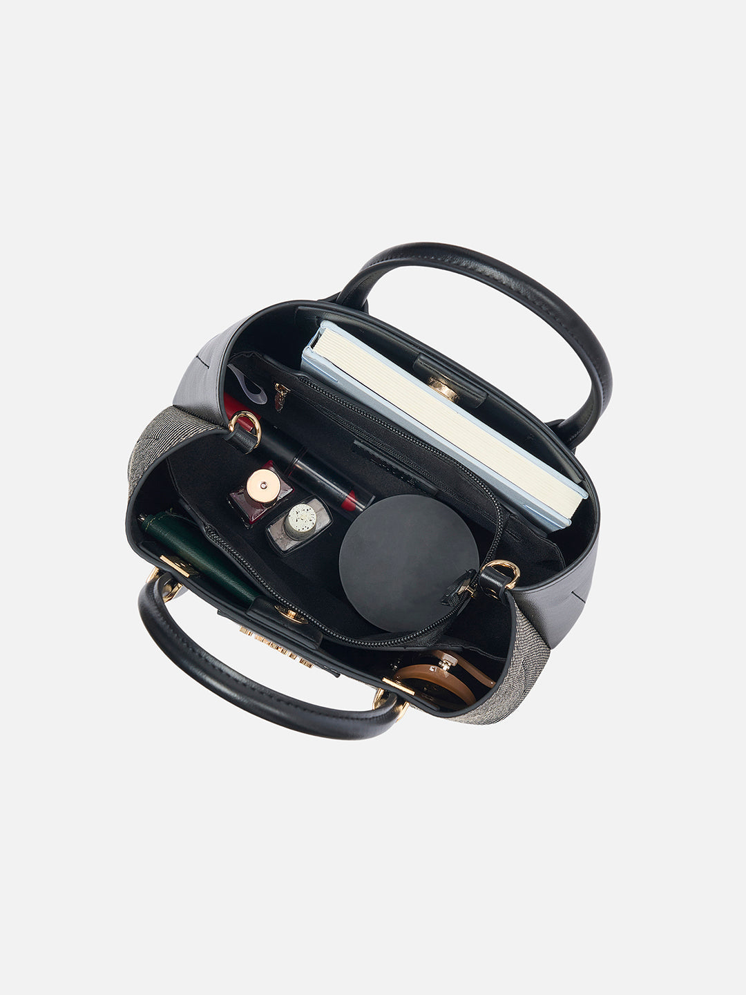 Glam Bella 3 Comparment Small Handbag Black