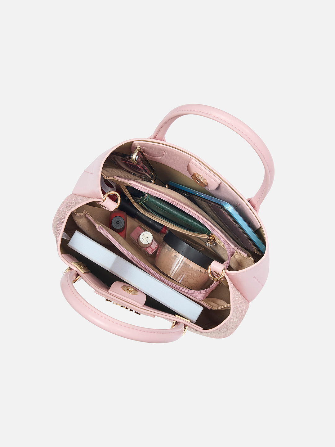 Glam Bella 3 Comparment Small Handbag Pink